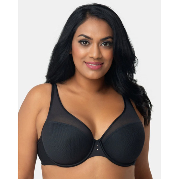 Curvy Couture Other - Curvy Couture Women's Plus Size Diamond Net Full Coverage Plunge Bra 38H Black